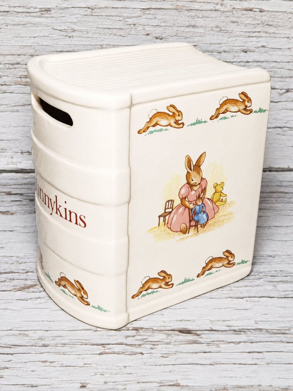 Vintage Royal Doulton Bunnykins Book Shaped Money Bank Coin Box England